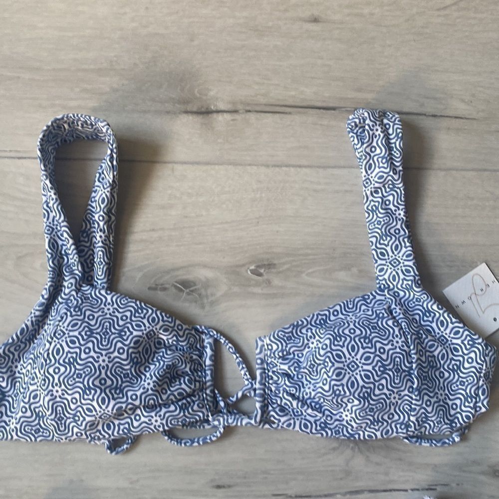 Her.Own Sierra Swim Top Tie Back XL Quin Bottom M Bikini Set Tile Blue/White NWT - Picture 6 of 10